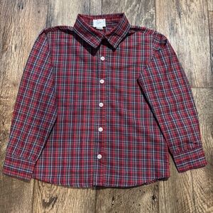 Tahari Kids Plaid Button Down Shirt Red and Black Boys Size 7